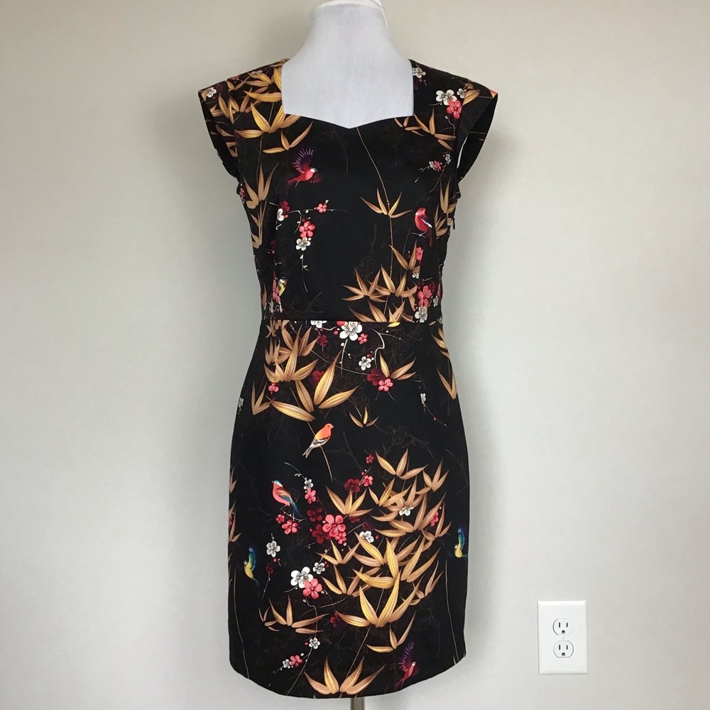 O’Stin Black Floral Sheath Dress
